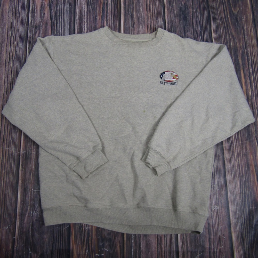 Cheyenne River Gettysburg Pullover Sweatshirt Mens Large Gray Eagle USA